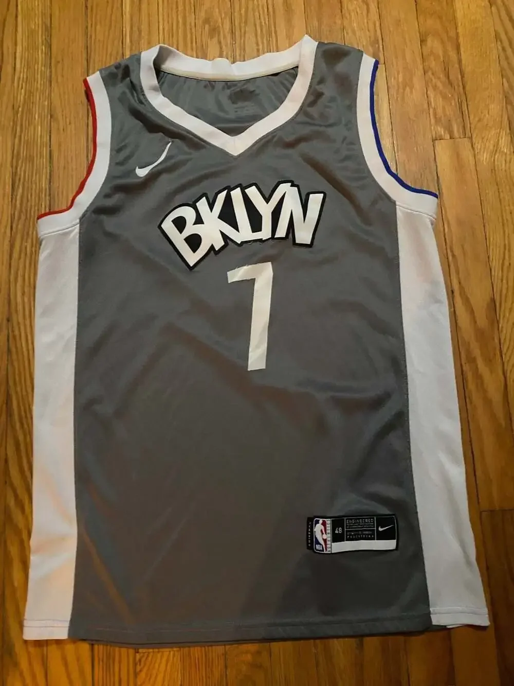 Nike Kevin Durant Brooklyn Nets #7 Grey Statement BKLYN Swingman Jersey Size 48